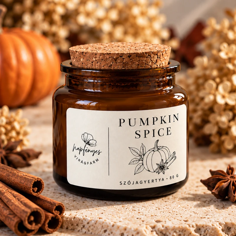 Nagyfényes virágfarm - kézműves szójagyertya - Pumpkin Spice