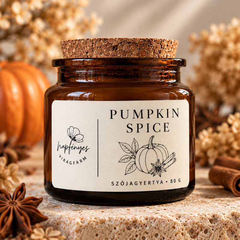 Nagyfényes virágfarm - kézműves szójagyertya - Pumpkin Spice